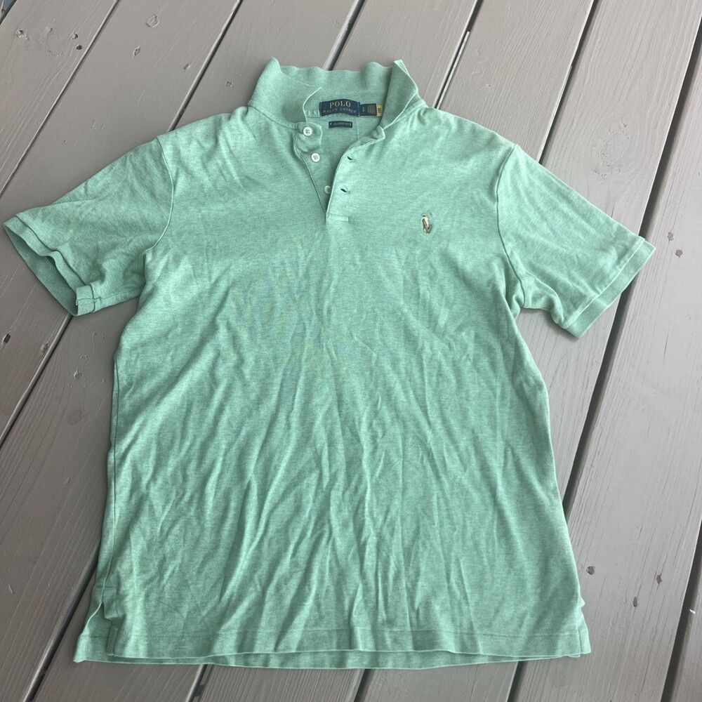 Ralph Lauren Polo Shirt Green/Purple Soft Golf Classic Fit Mens  Pony Logo Small